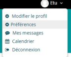 Menu utilisateur > préférences