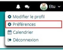 Menu utilisateur > préférences